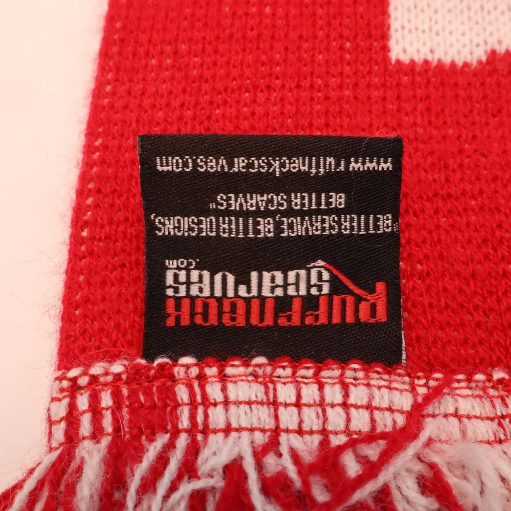 Ruffneck Scarves Portland Rose City Scarf Unisex OS Red White Knit Fringed‎ Fan
